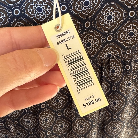 Max Studio Navy Patterned Long Sleeve Dress - NWT - Picture 9 of 10